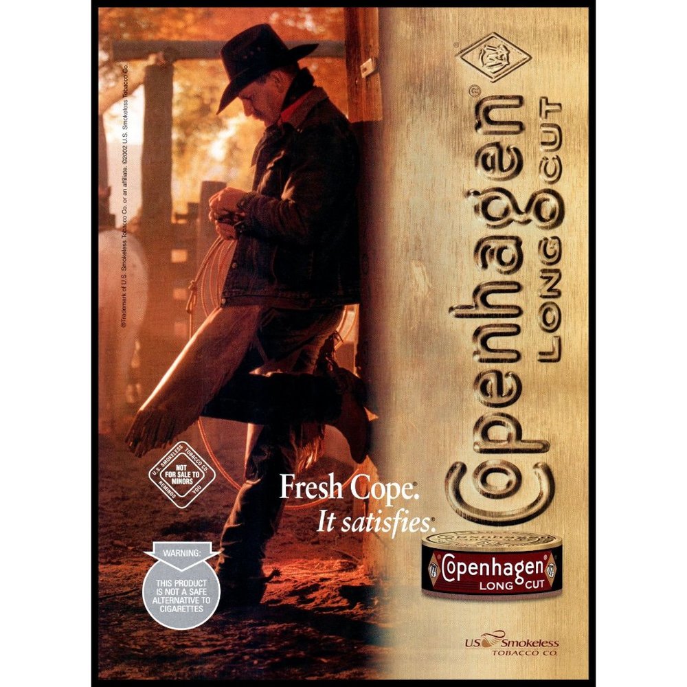 2002 Copenhagen Long Cut Chewing Tobacco Vintage Print Ad Cowboy Stables Photo